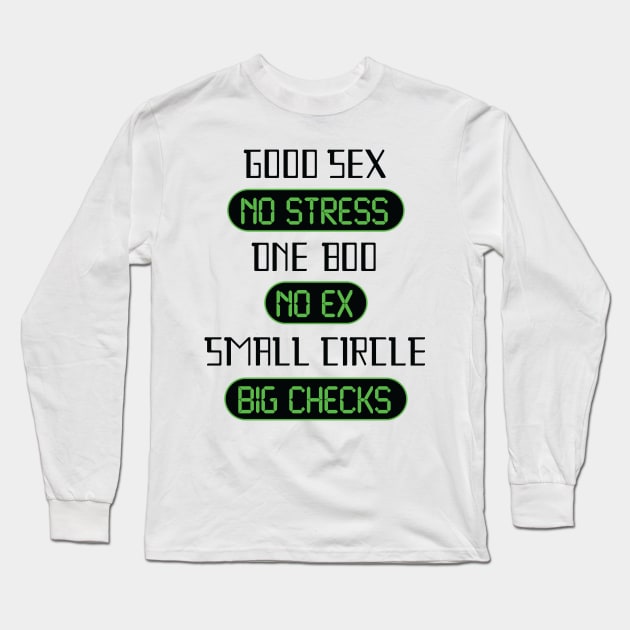 Good Sex No Stress One Boo No Ex Small Circle Big Checks Long Sleeve T-Shirt by SAM DLS